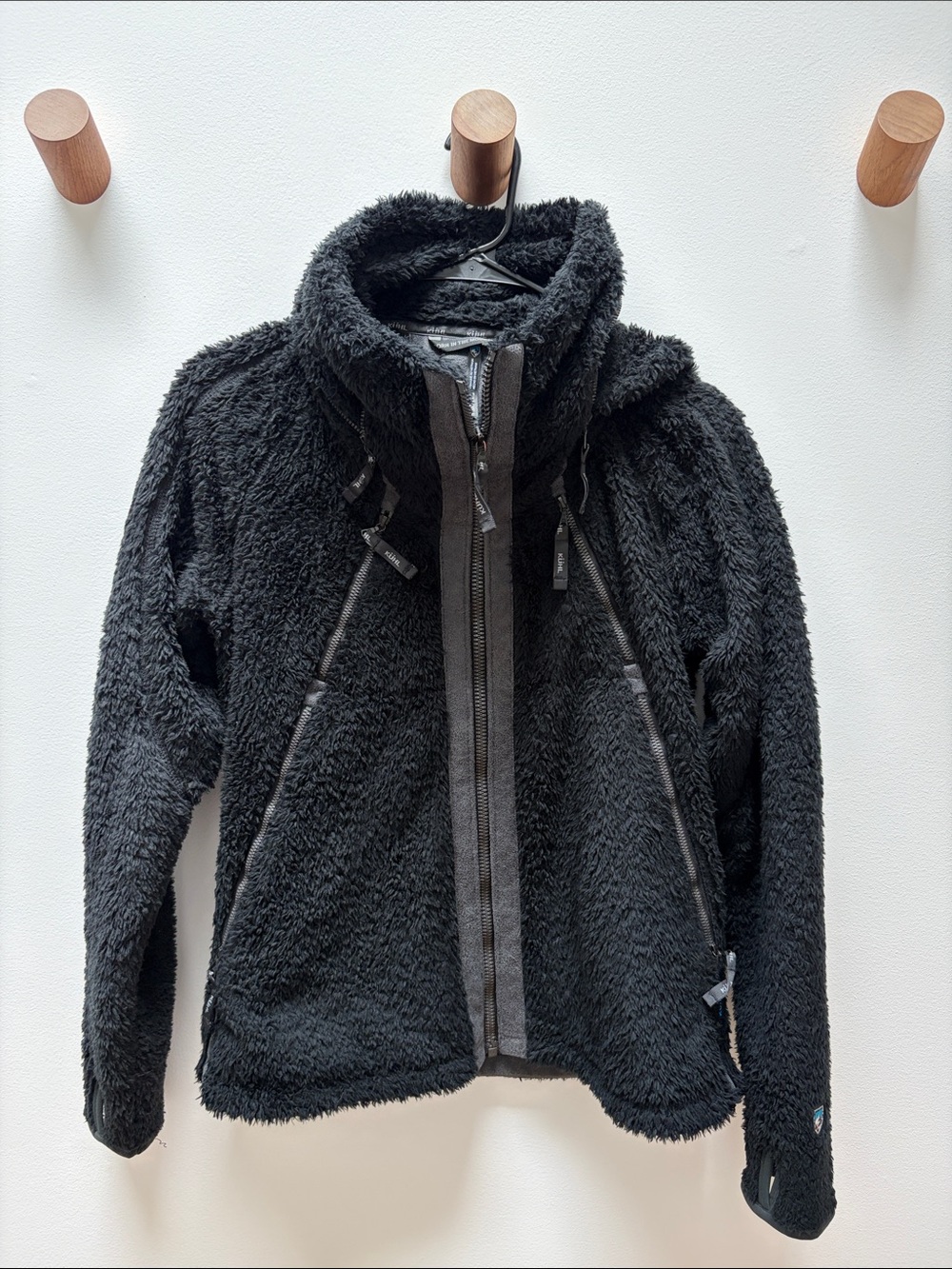 Kuhl Black Plush Teddy Jacket with High Collar and Hood